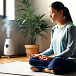 Serene Self-Care Ritual**

A woman, fully clothed in comfortable, modest attire, is peacefully meditating in a sunlit room. Soft, diffused light. Background includes calming elements: a small indoor plant, a lit aromatherapy diffuser emitting gentle vapor. Focus on tranquility and mindfulness. The scene should evoke feelings of relaxation and well-being. High-quality rendering, perfect anatomy, natural proportions, safe for work, appropriate content, professional, family-friendly.

**